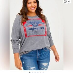 Budweiser Gray Long-Sleeve Graphic Sweatshirt